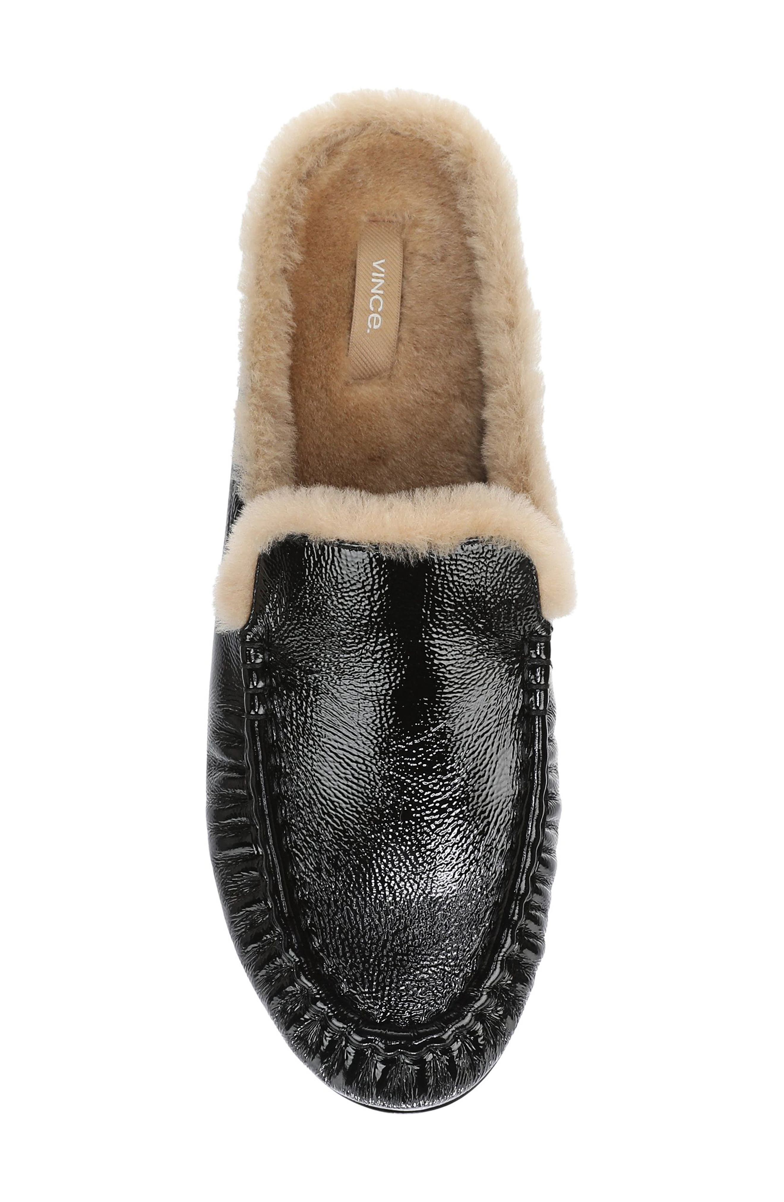 Tevin Genuine Shearling Lined Flat Mule, Alternate, color, BLACK