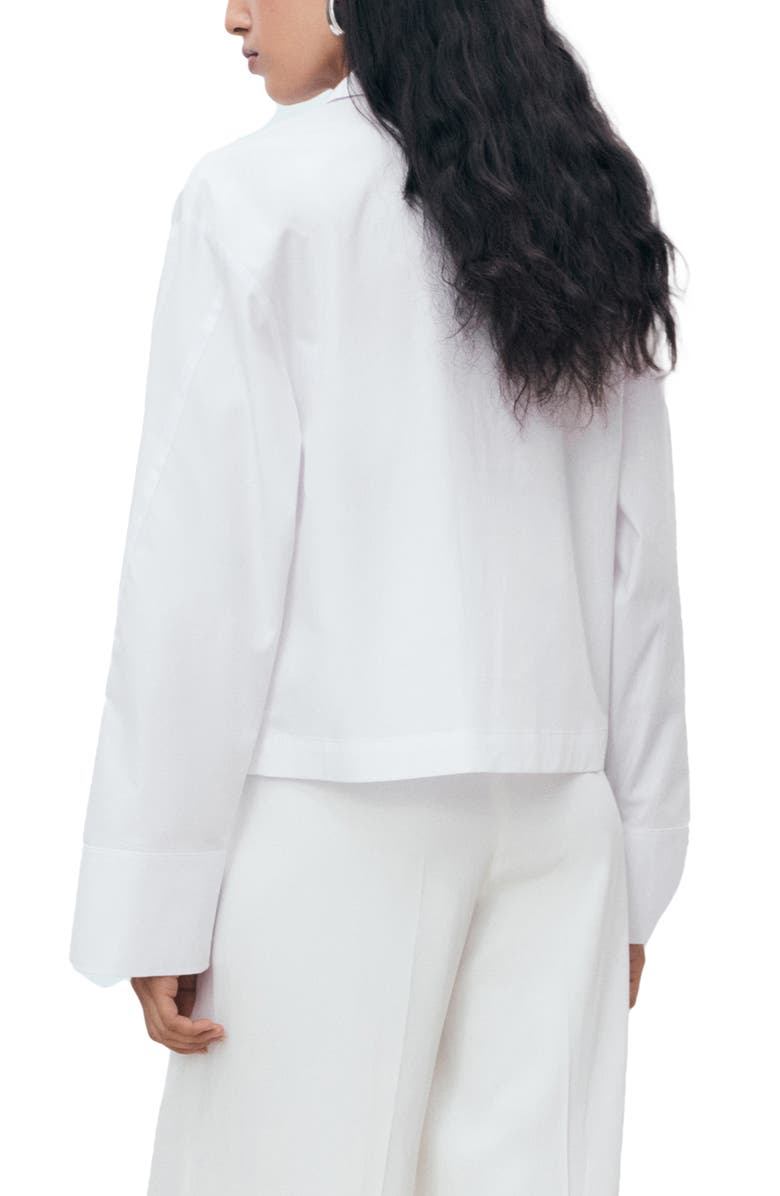 MANGO Poplin Crop Button-Up Shirt, Alternate, color, Off White