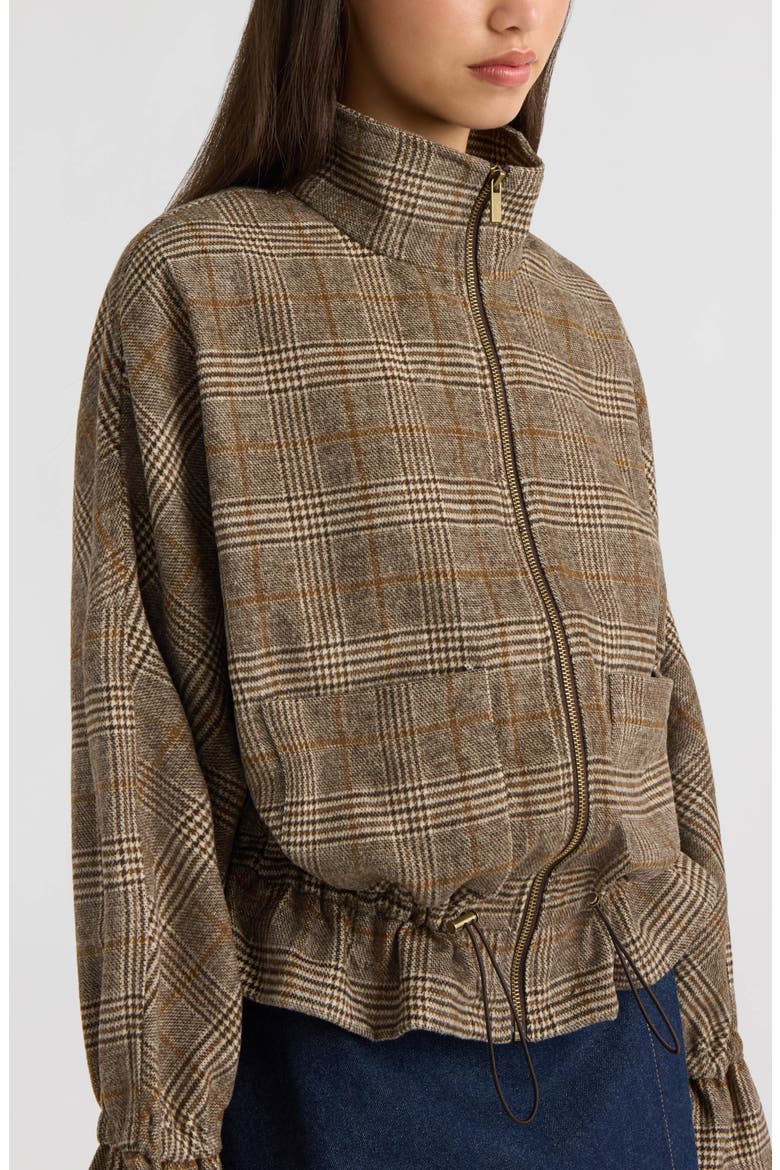 Brushed Plaid Dolman Jacket, Alternate, color, BROWN PLAID