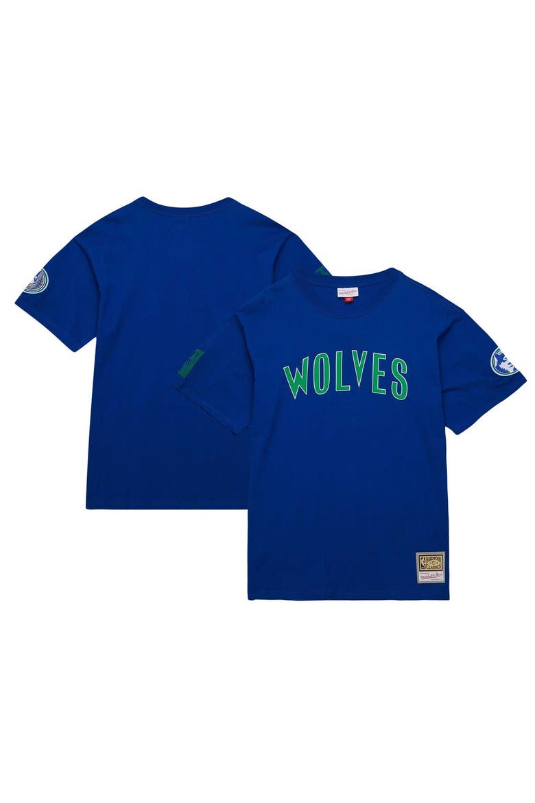 Men's Mitchell & Ness Blue Minnesota Timberwolves Hardwood Classics Nights Premium T-Shirt, Alternate, color, Blue