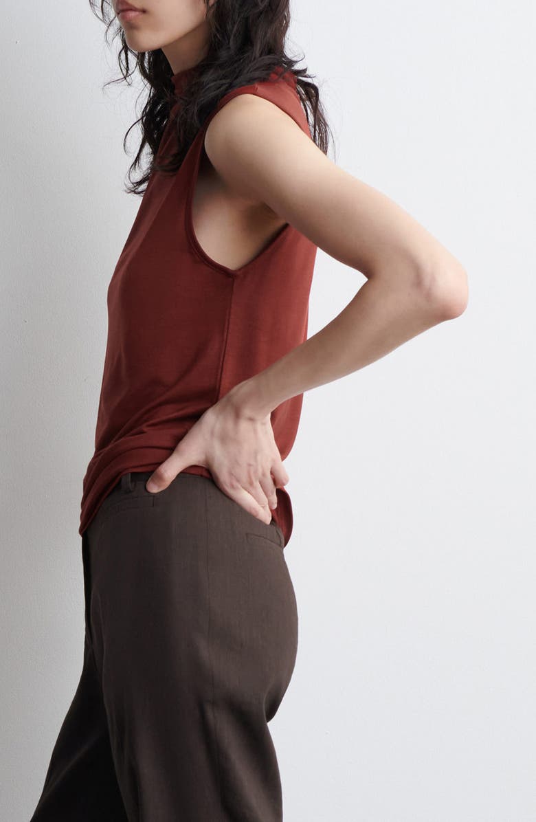 COS Draped Mock Neck Tank, Alternate, color, Red Dark