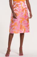 Isaac Mizrahi New York Floral Satin Brocade Pencil Skirt