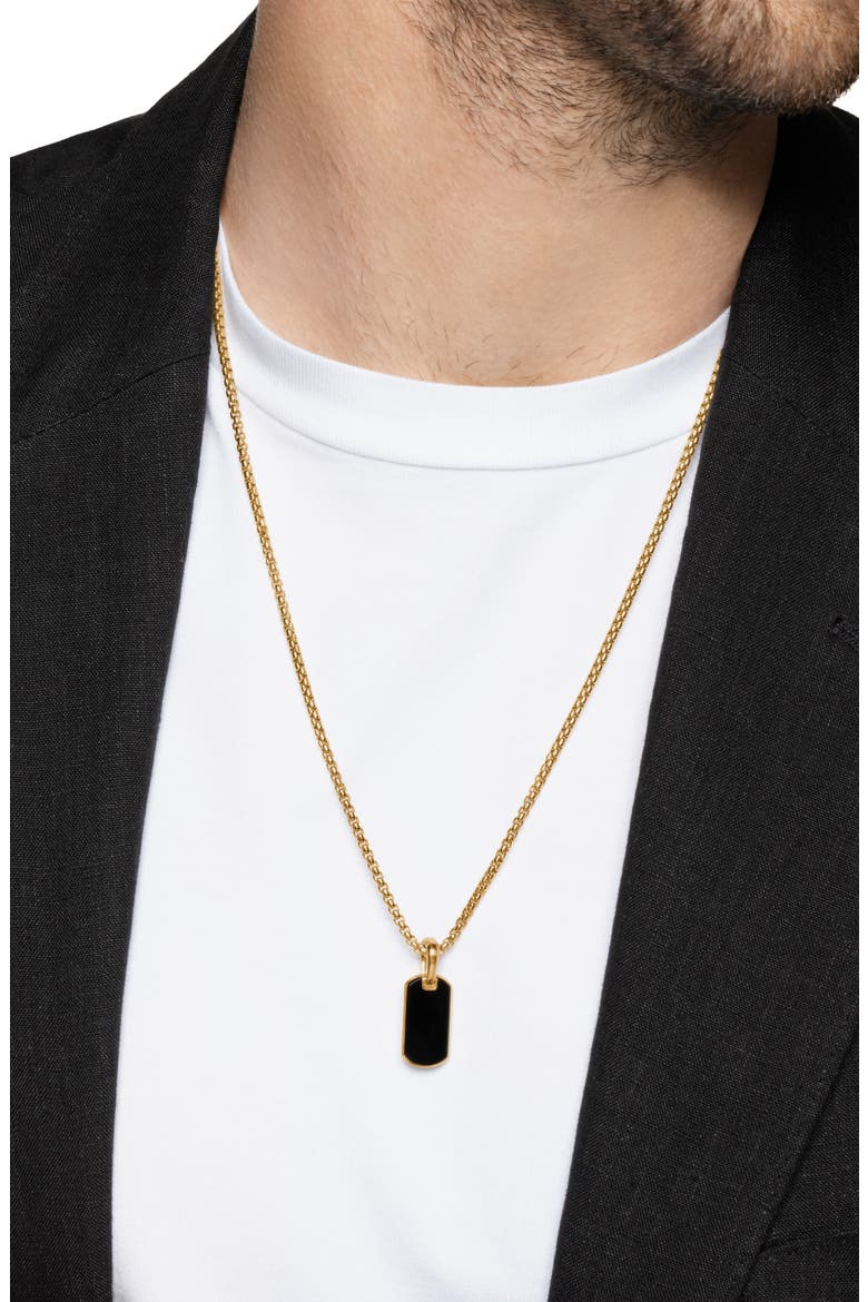 Men's Chevron Tag, 21mm, Alternate, color, 18K YELLOW GOLD/ BLACK ONYX