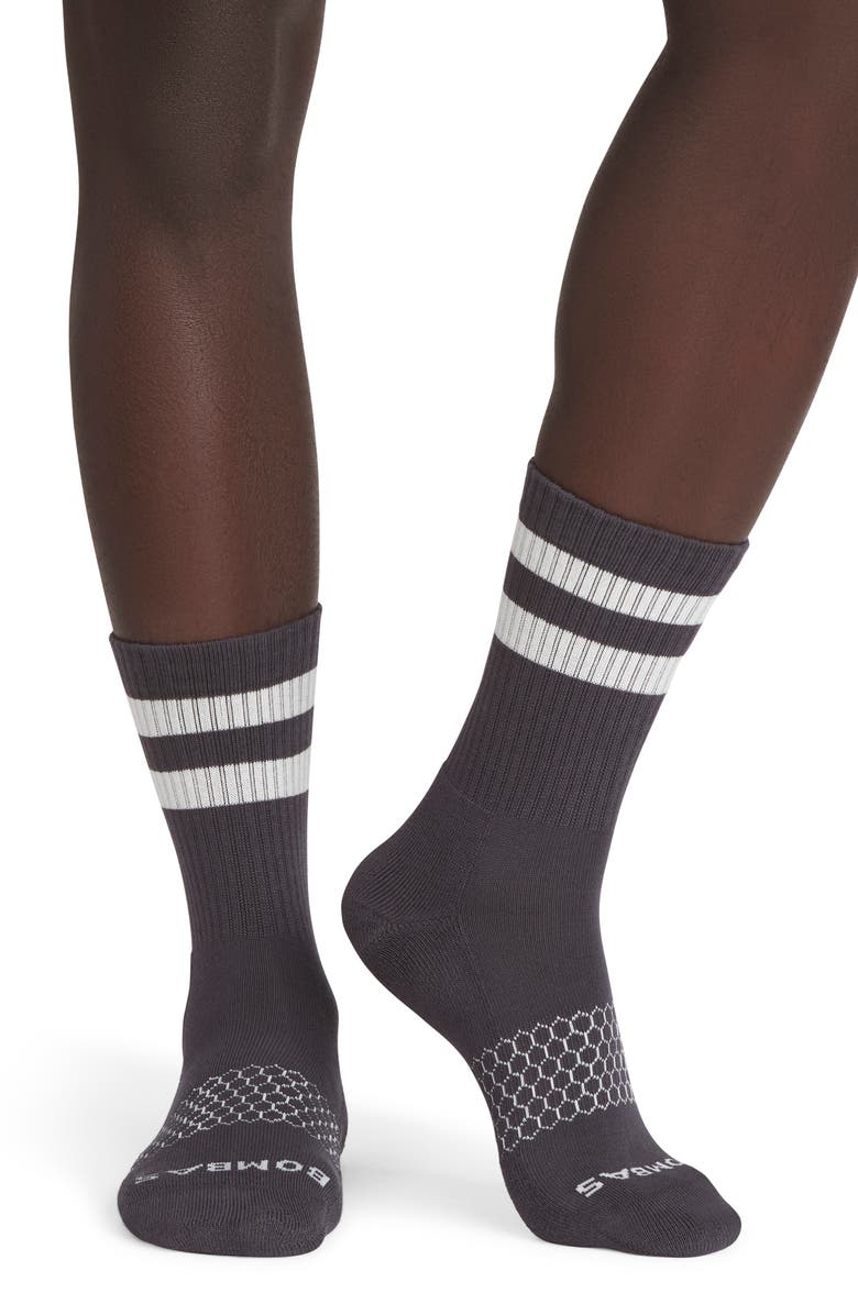 Bombas Vintage Stripes Crew Socks, Alternate, color, Dusty Steel