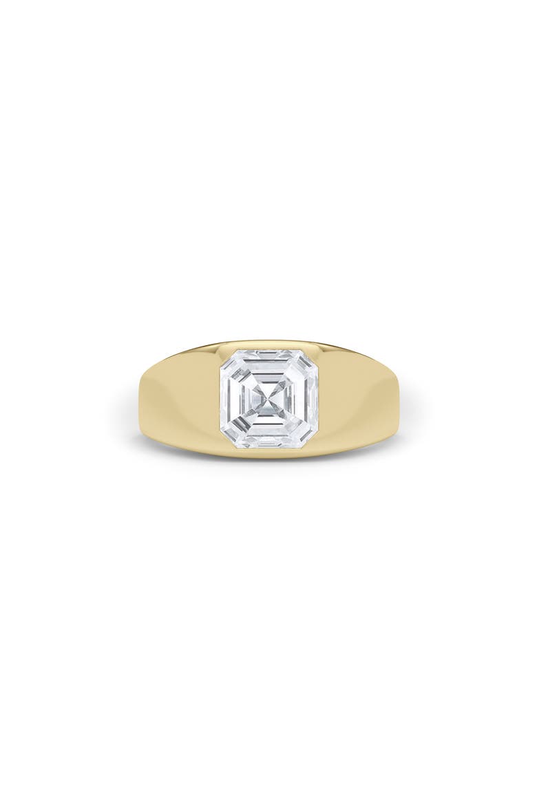 Men's Asscher Cut Lab Created Diamond Signet Ring, Alternate, color, 18K YELLOW GOLD