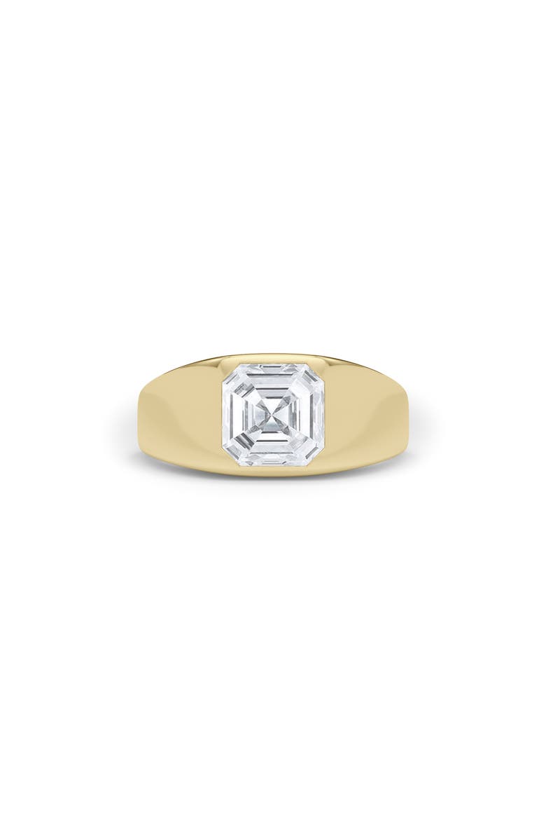 HauteCarat Men's Asscher Cut Lab Created Diamond Signet Ring, Alternate, color, 2.00 Ctw 18K Yellow Gold