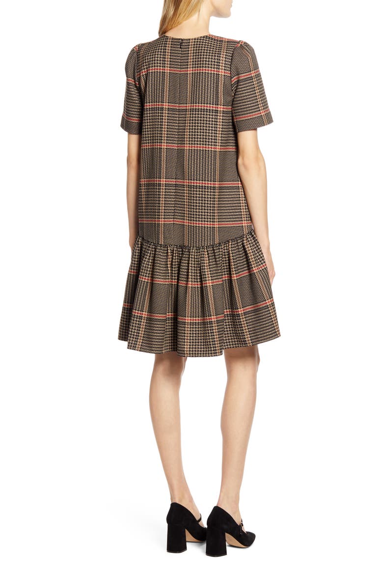 x Atlantic-Pacific Bow Detail Plaid Dress (Nordstrom Exclusive), Alternate, color, TAN- BLACK LONDON PLAID
