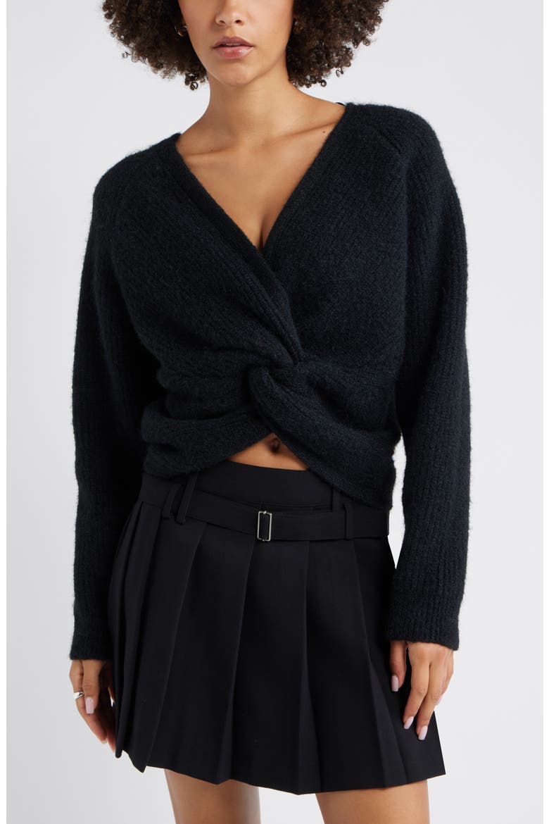 Twist Reversible Sweater, Main, color, BLACK