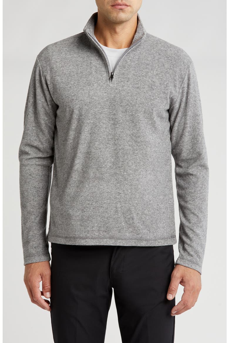 Heather Chenille Quarter Zip Pullover, Main, color, CLOUD GREY HEATHER