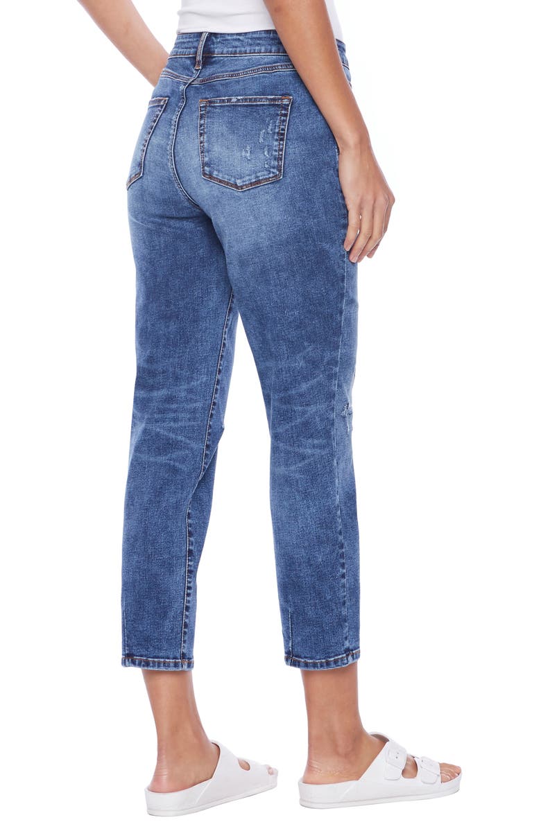 HINT OF BLU Clever High Waist Ripped Ankle Slim Straight Leg Jeans, Alternate, color, 