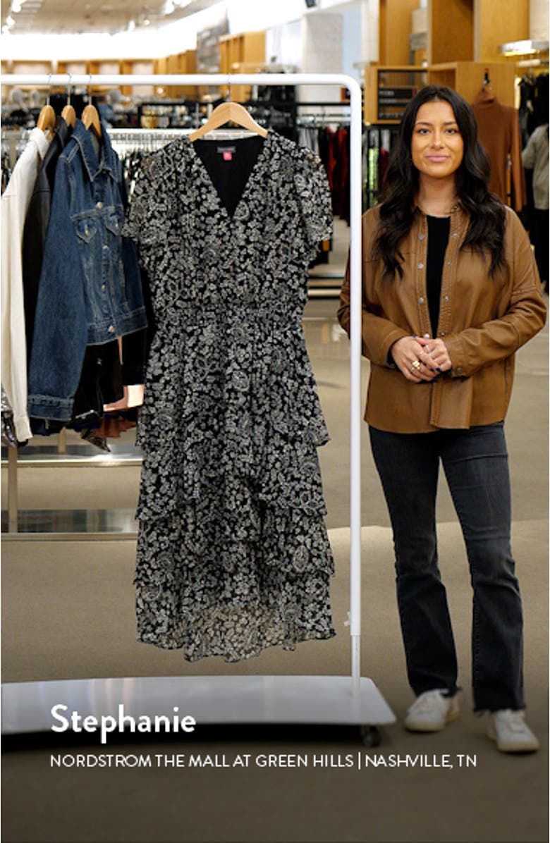 Floral Print Tiered Chiffon Dress, sales video thumbnail