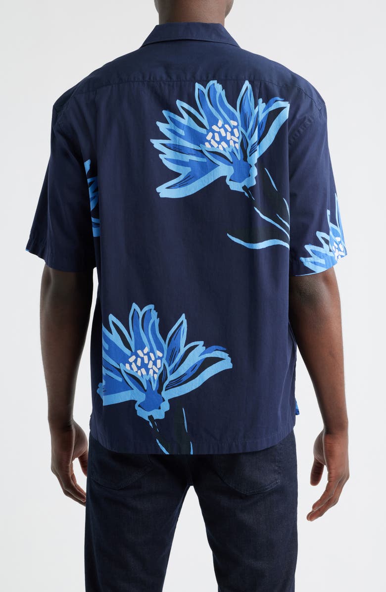 BOSS Lars Floral Camp Shirt, Alternate, color, Dark Blue