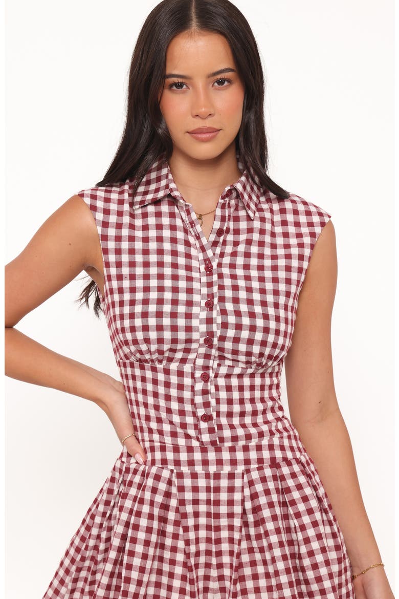 Helen Button Front Romper, Alternate, color, BURGUNDY GINGHAM