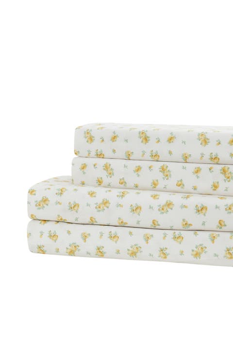 Rose Print Microfiber Sheet Set