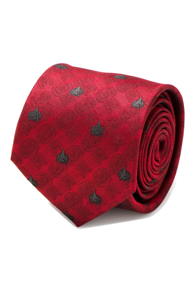 Star Trek TNG Delta Shield Silk Tie, Alternate, color, RED