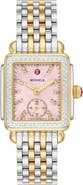 MICHELE Deco Mid Diamond Two-Tone Bracelet Watch, 29mm x 31mm