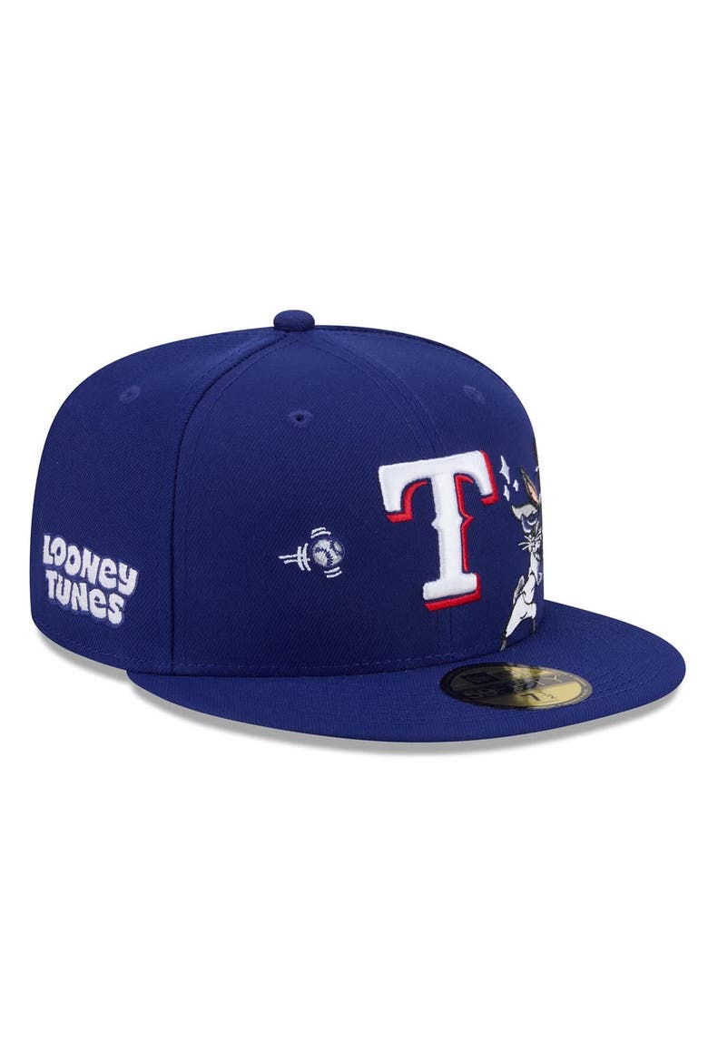 Men's New Era Royal Texas Rangers Looney Tunes Bugs Bunny 59FIFTY Fitted Hat, Main, color, Dark Blue