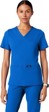 JAANUU Cesi Women's 2-Pocket Slim Knit V-Neck Scrub Top