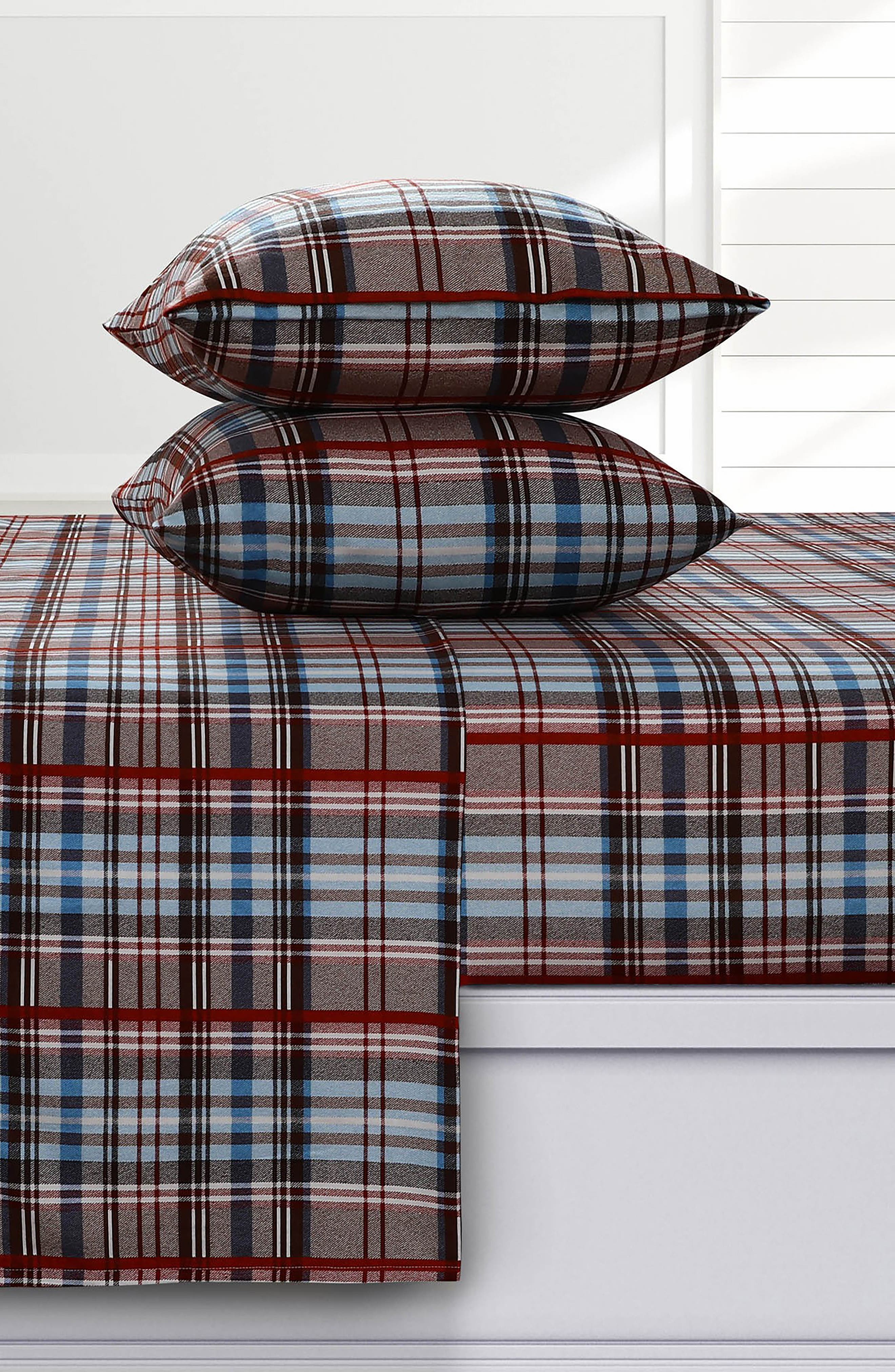 AZORES HOME Brentwood Plaid Cotton Flannel Sheet Set