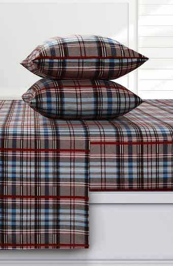 AZORES HOME Brentwood Plaid Cotton Flannel Sheet Set