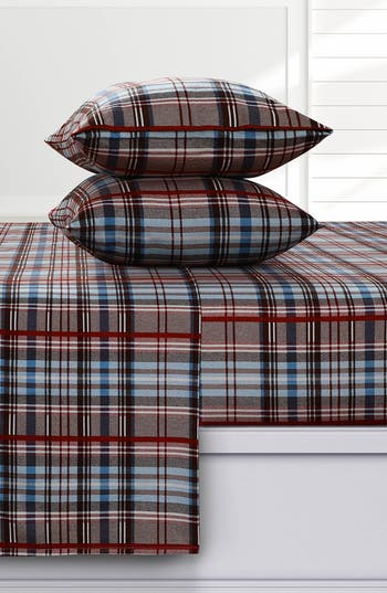 Azores Home Brentwood Plaid Cotton Flannel Sheet Set In Multi