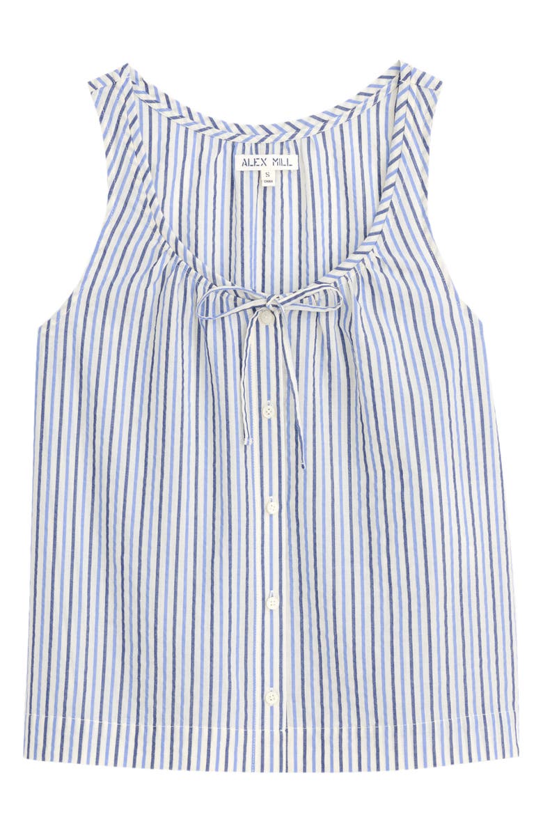 Alex Mill Sidney Stripe Sleeveless Linen Button-Up Top, Alternate, color, Blue Multi Stripe