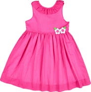 Florence Eiseman Shimmer Stripe Lawn Dress With Flowers