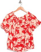 CeCe Floral Off-the-Shoulder Puff Sleeve Top