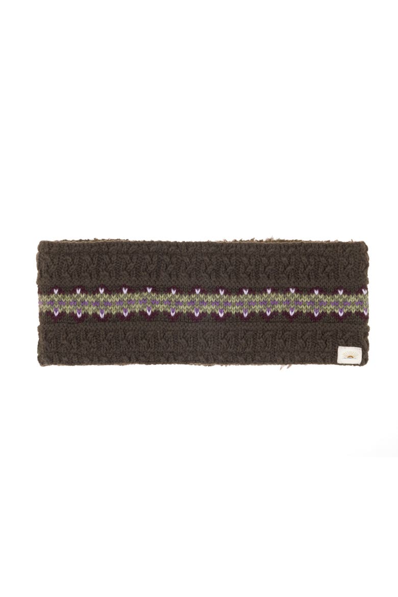 Fairisle Headband, Main, color, Brown
