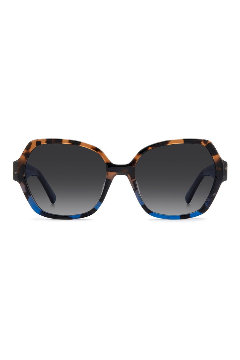 layne 57mm geometric square sunglasses, Main, color, BROWN BLUE HAVANA/ DARK GREY