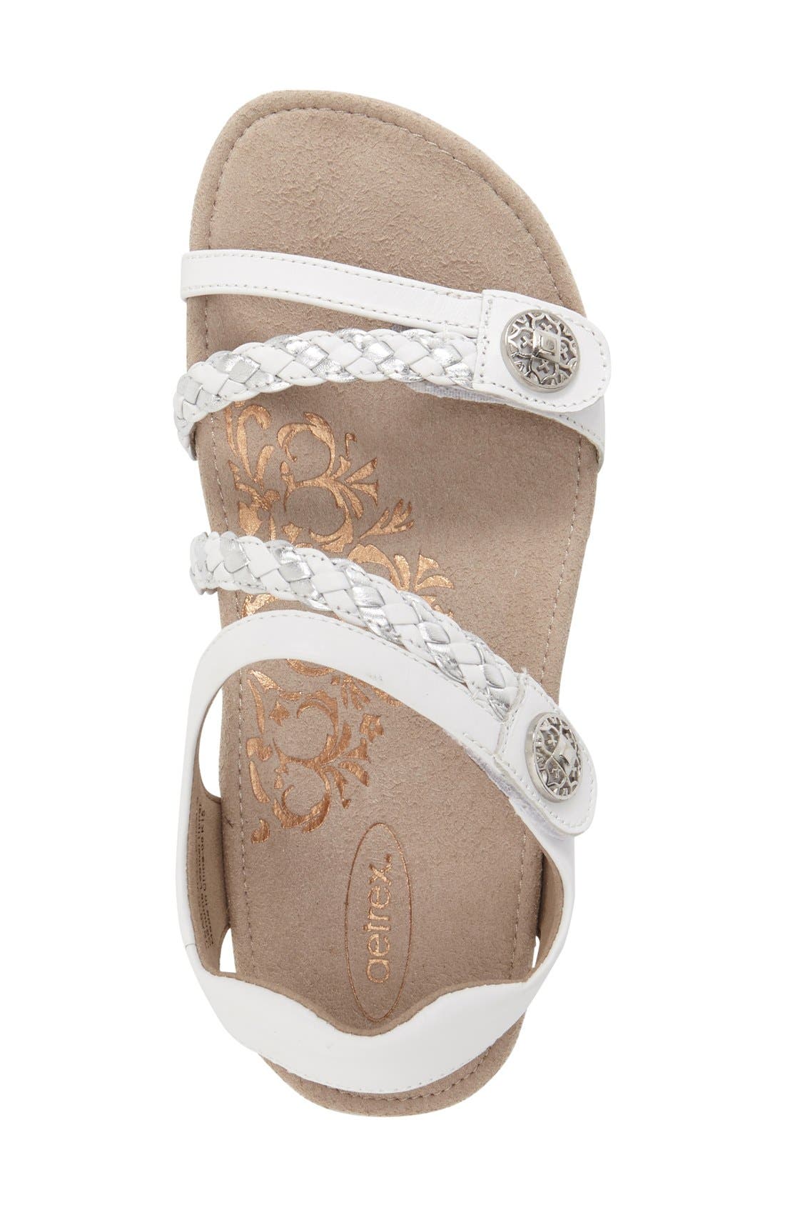 Jillian Braided Leather Strap Sandal, Alternate, color, WHITE LEATHER