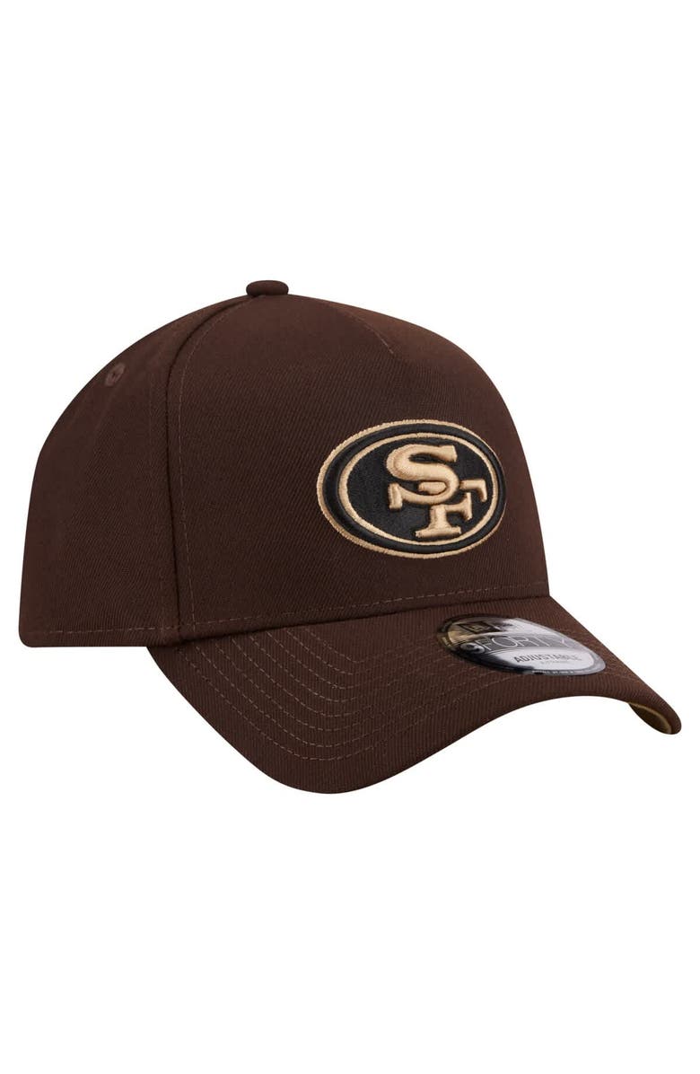 New Era Men's New Era  Dark Brown San Francisco 49ers Burnt Wood A-Frame 9FORTY Adjustable Hat, Alternate, color, Dark Brown