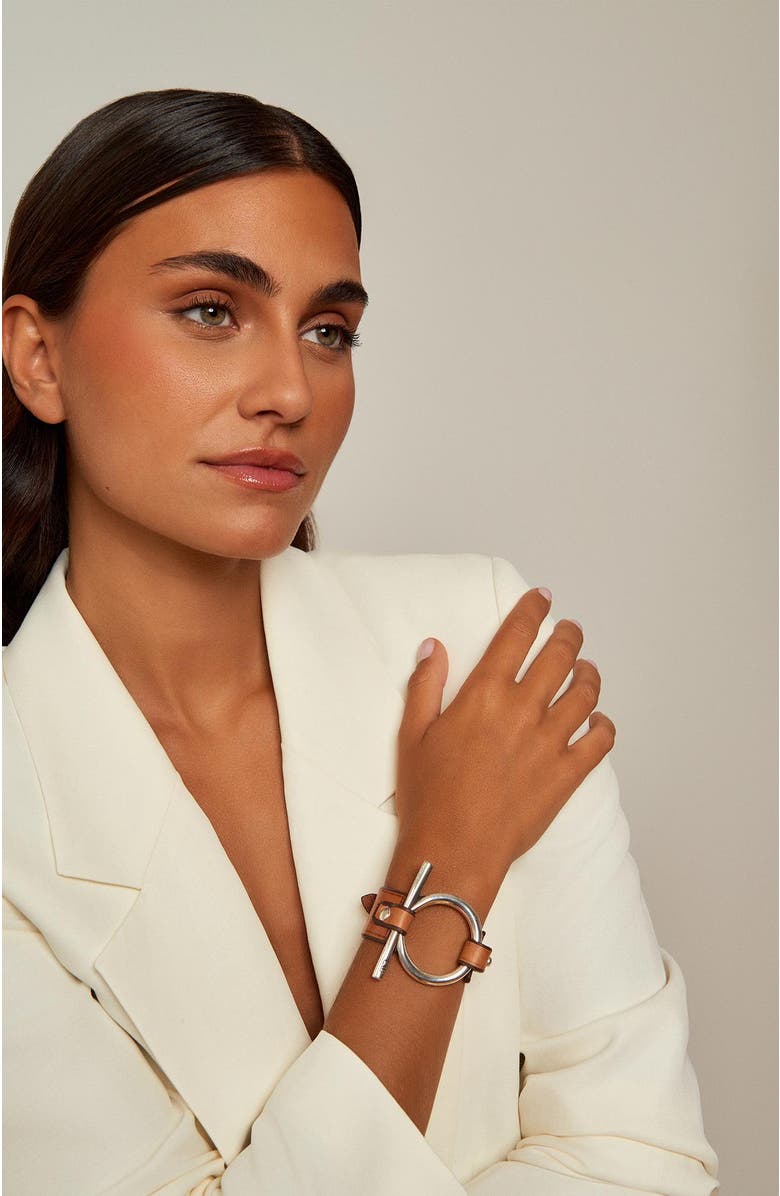 CXC Omega Leather Bracelet, Alternate, color, Silver