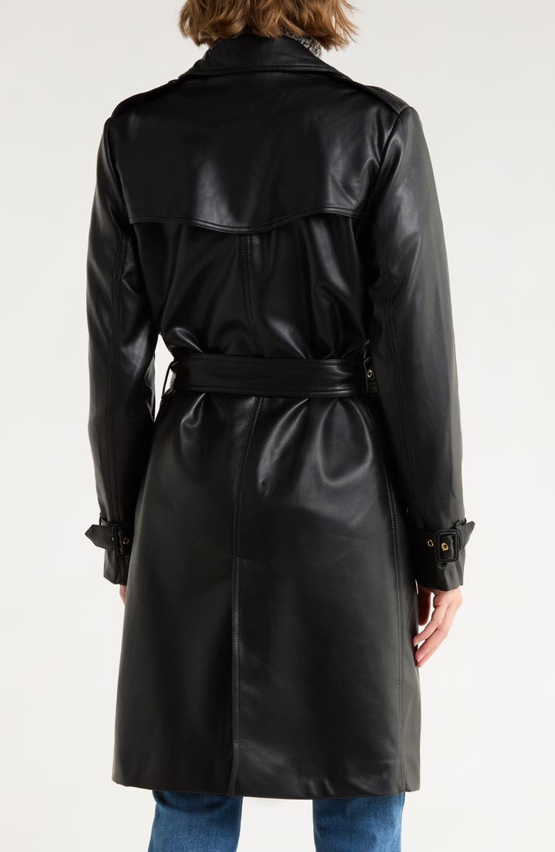 JASON WU Double Breasted Faux Leather Trench Coat, Alternate, color, Black