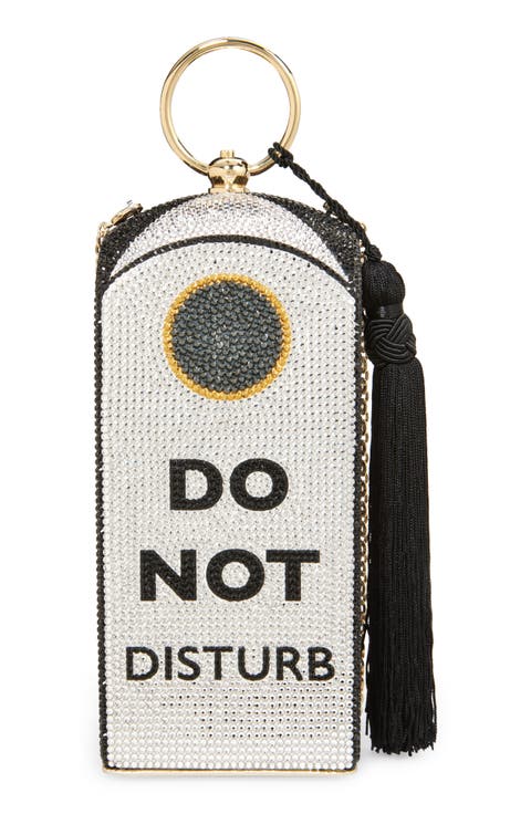 Rectangle Dome Do Not Disturb Crystal Embellished Clutch