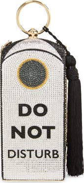 JUDITH LEIBER COUTURE Rectangle Dome Do Not Disturb Crystal Embellished Clutch