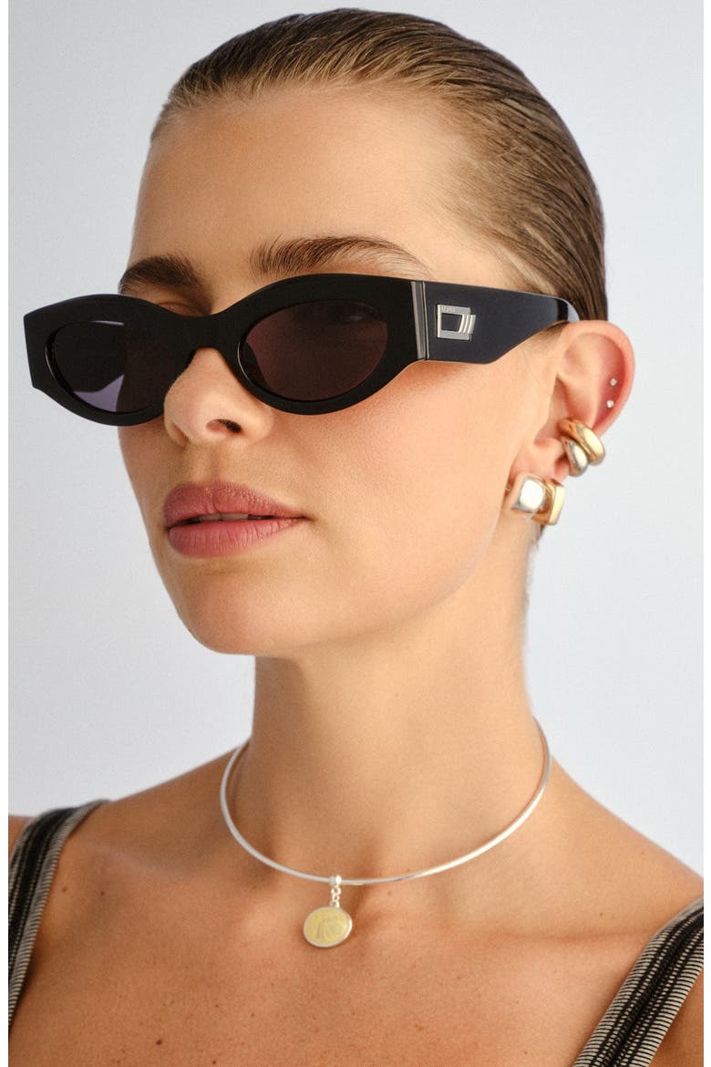 Body Bumpin' II 50mm Oval Sunglasses, Alternate, color, BLACK