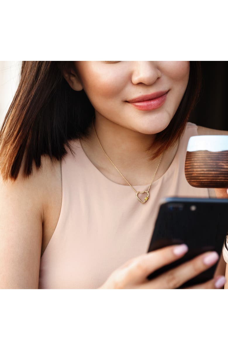 Julianna B. Gemstone Open Heart Necklace 10k, Alternate, color, Sapphire/Yellow Gold