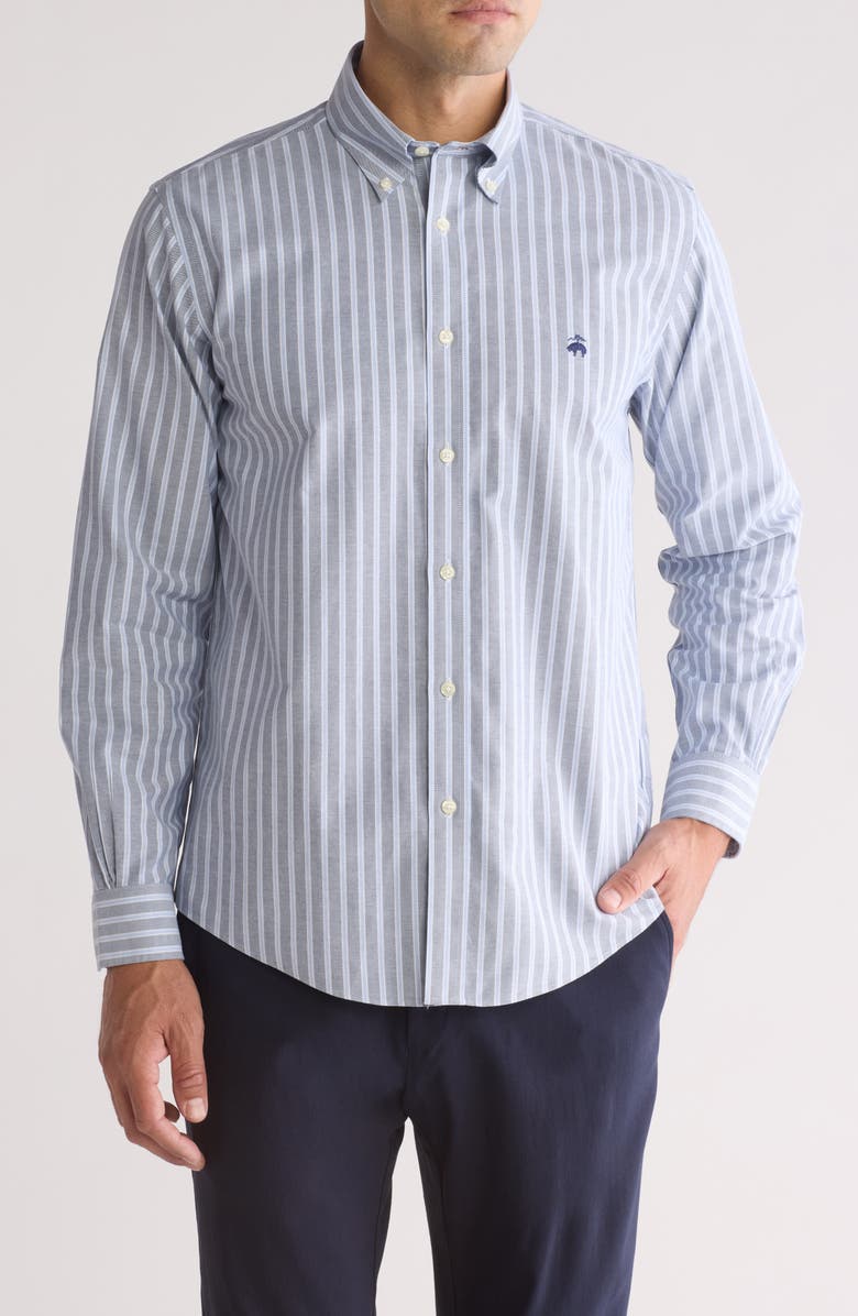 Brooks Brothers Regular Fit Stripe Stretch Button-Down Shirt, Main, color, 