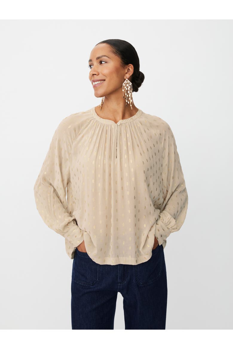 MaDornessa Long Sleeve Round Neck Blouse, Main, color, Oxford Tan