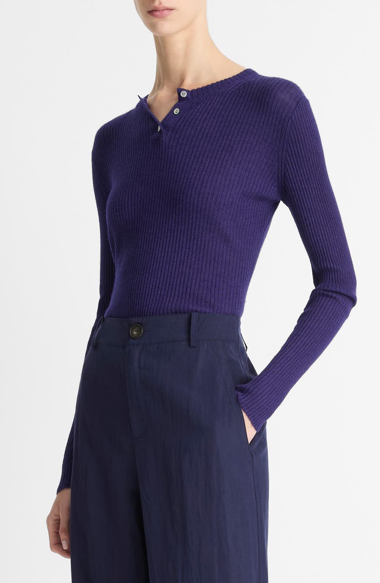 Vince Silk & Cashmere Bouclé Cardigan, Alternate, color, Twilight