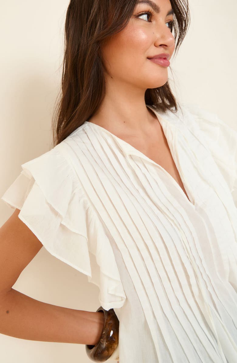 Friends Like These Pleated Flutter Sleeve Top, Alternate, color, Cream