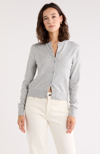 Nordstrom Rack Crewneck Crop Cardigan In Gray