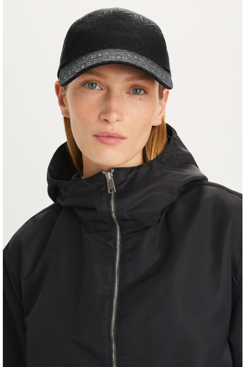 T Monogram Baseball Cap, Alternate, color, BLACK