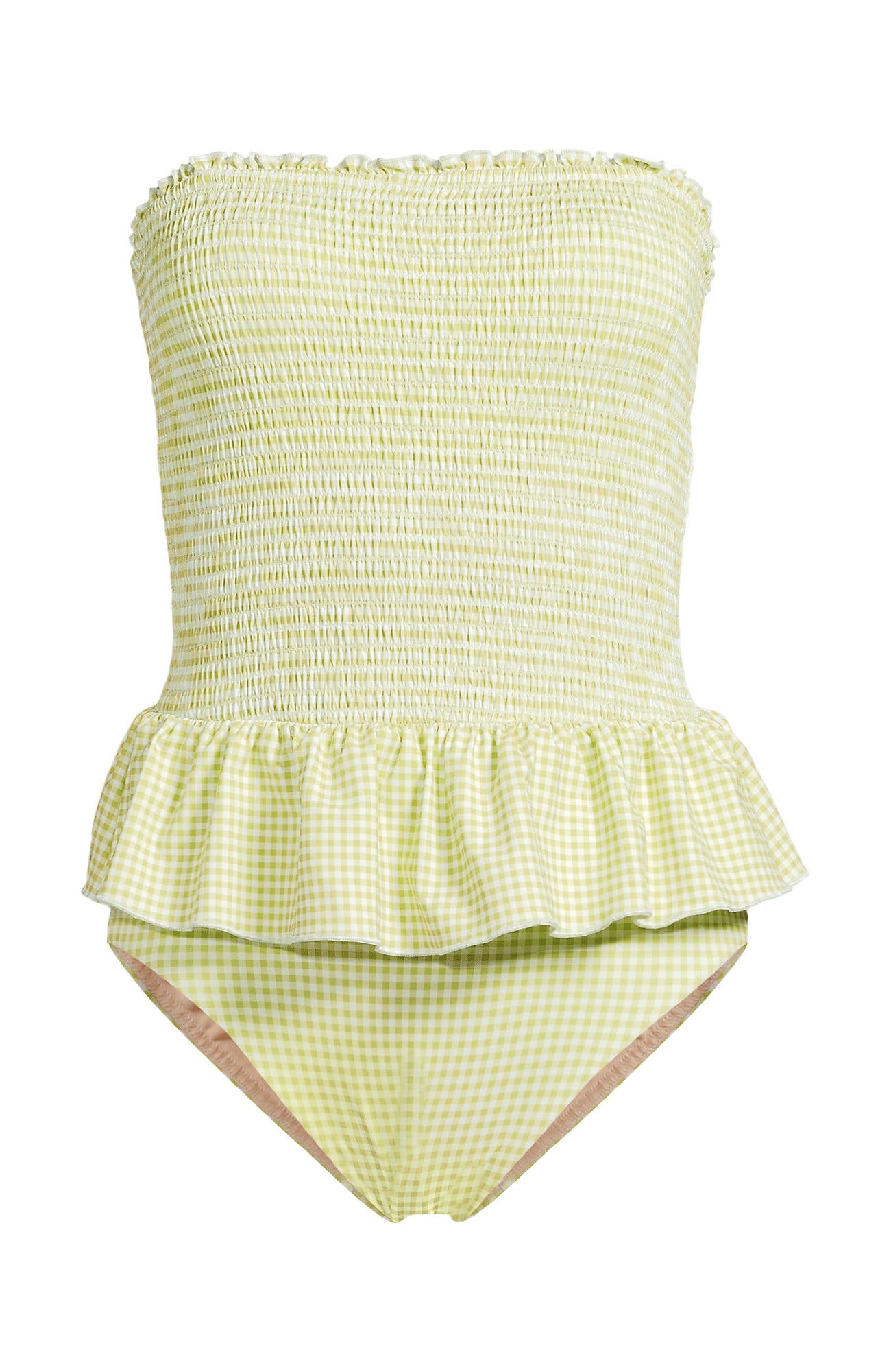 Smocked Bandeau Peplum One Piece Swimsuit (Women) | Nordstrom