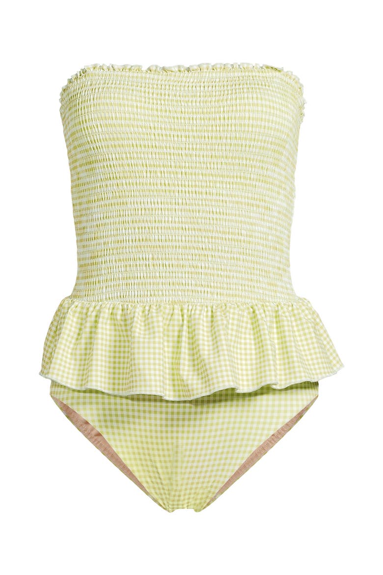 Lands' End Smocked Bandeau Peplum One Piece Swimsuit (Women