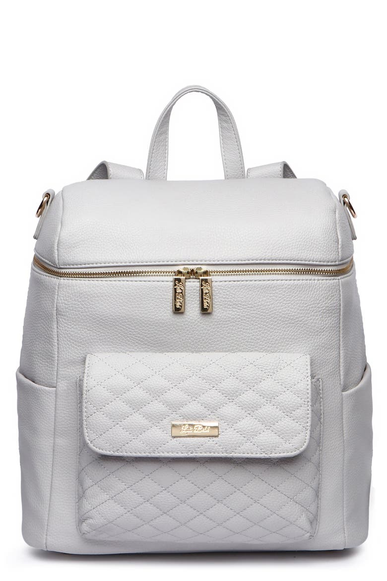 Monaco Faux Leather Diaper Backpack, Main, color, STONE GREY