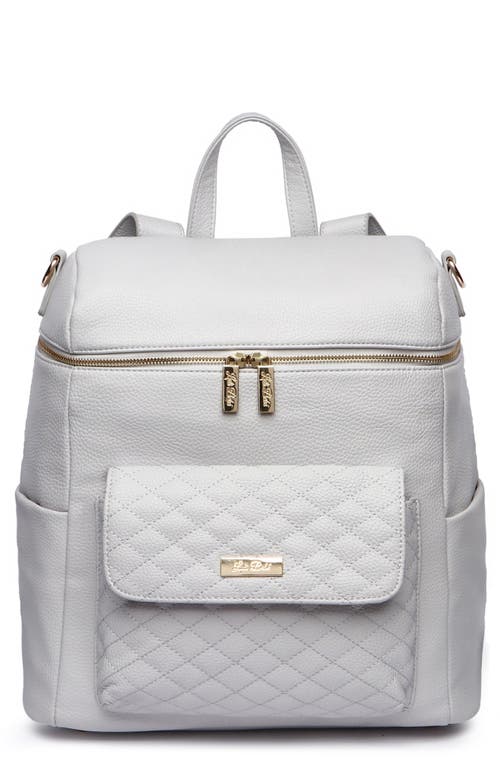Luli Bebé Monaco Faux Leather Diaper Backpack in Stone Grey  product
