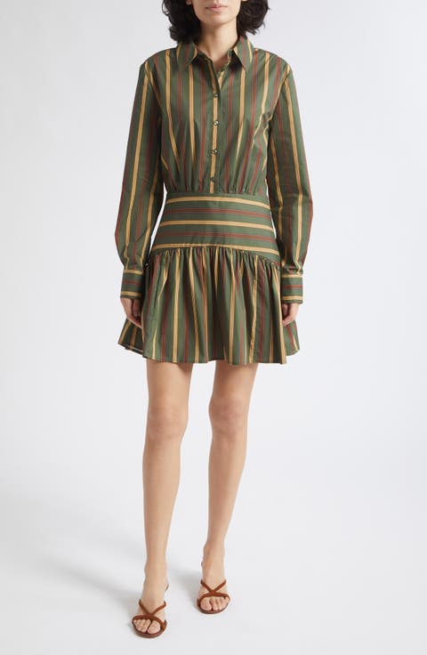 Rocco Stripe Long Sleeve Mini Shirtdress