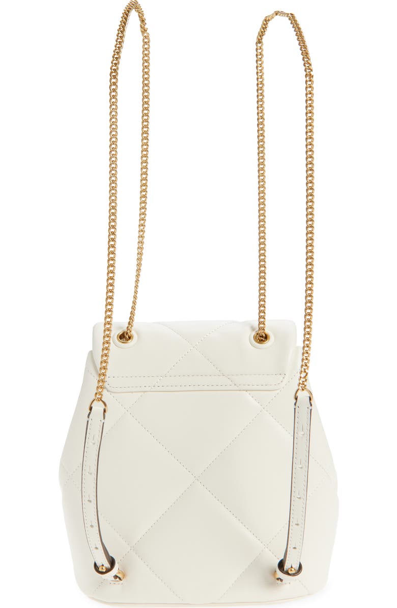 Tory Burch Small Kira Diamond Quilted Leather Backpack, Alternate, color, Warm White